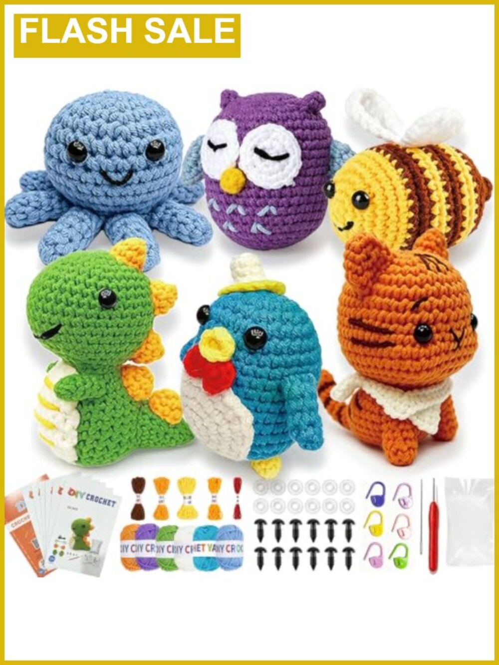 Crochet Kit for Beginners DIY Craft Starter Kit 6 Amigurumi